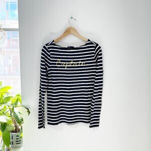 Gap Captain Blue & White Stripe Long Sleeve Graphic Top Size Medium